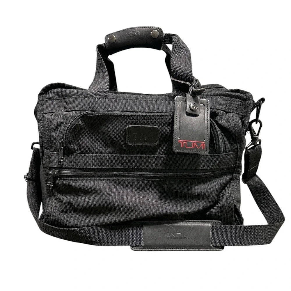 Tumi Ballistic Nylon Messenger Bag Briefcase Black Crossbody Travel Work Bag